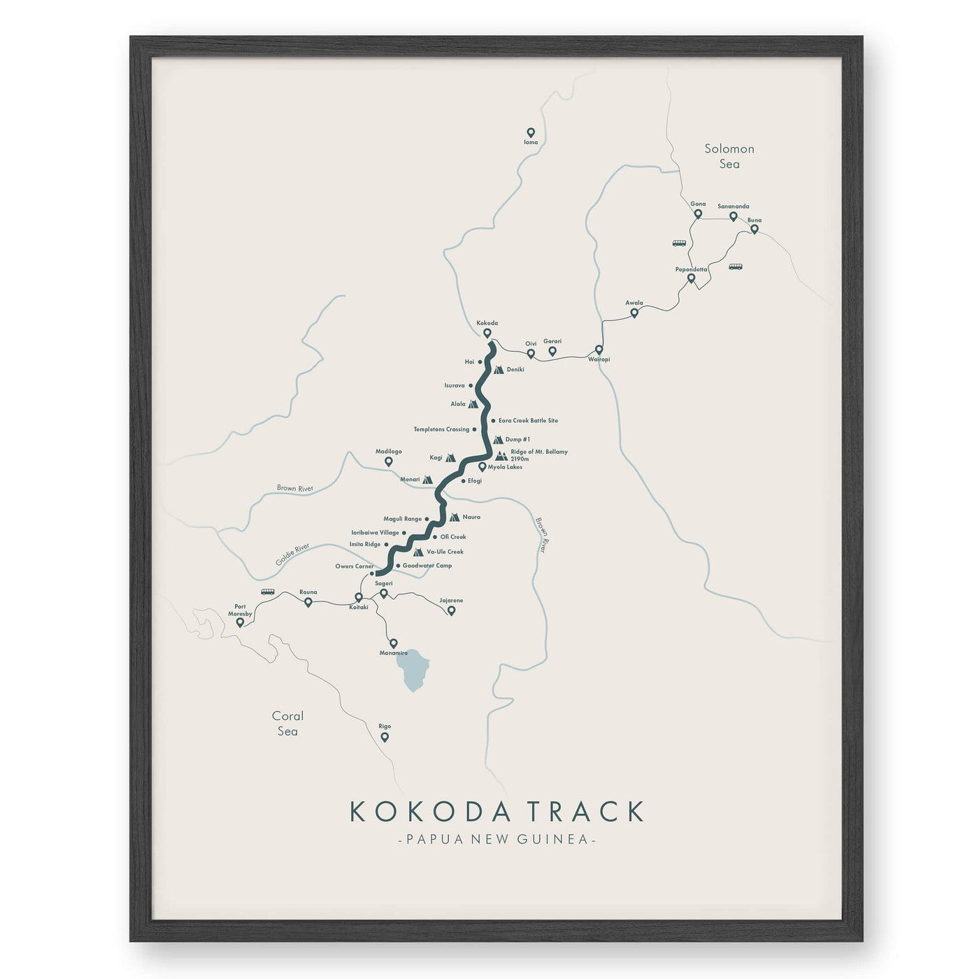 Trail Poster of Kokoda Track - Beige