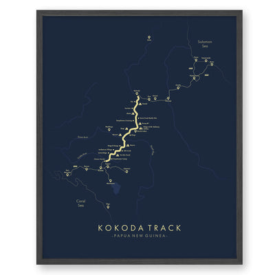 Trail Poster of Kokoda Track - Blue