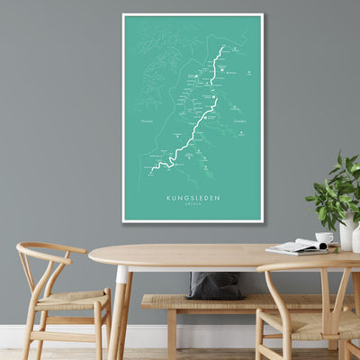 Trail Poster of Kungsleden - Teal Mockup