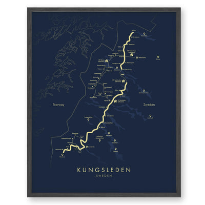 Trail Poster of Kungsleden - Blue