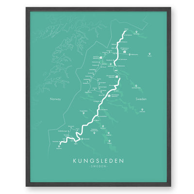 Trail Poster of Kungsleden - Teal