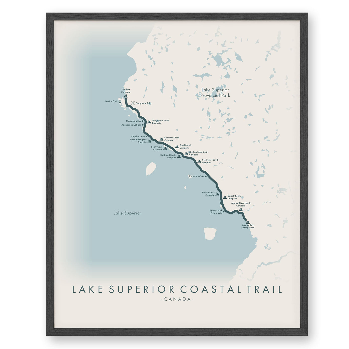 Trail Poster of Lake Superior Coastal Trail - Beige