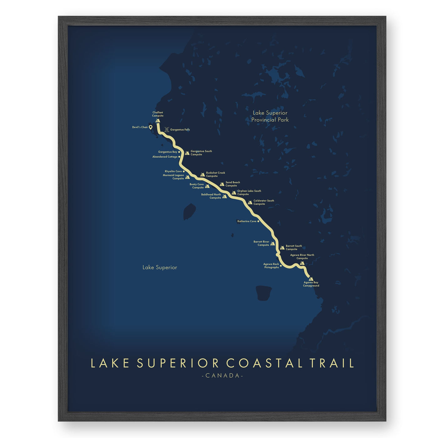 Trail Poster of Lake Superior Coastal Trail - Blue