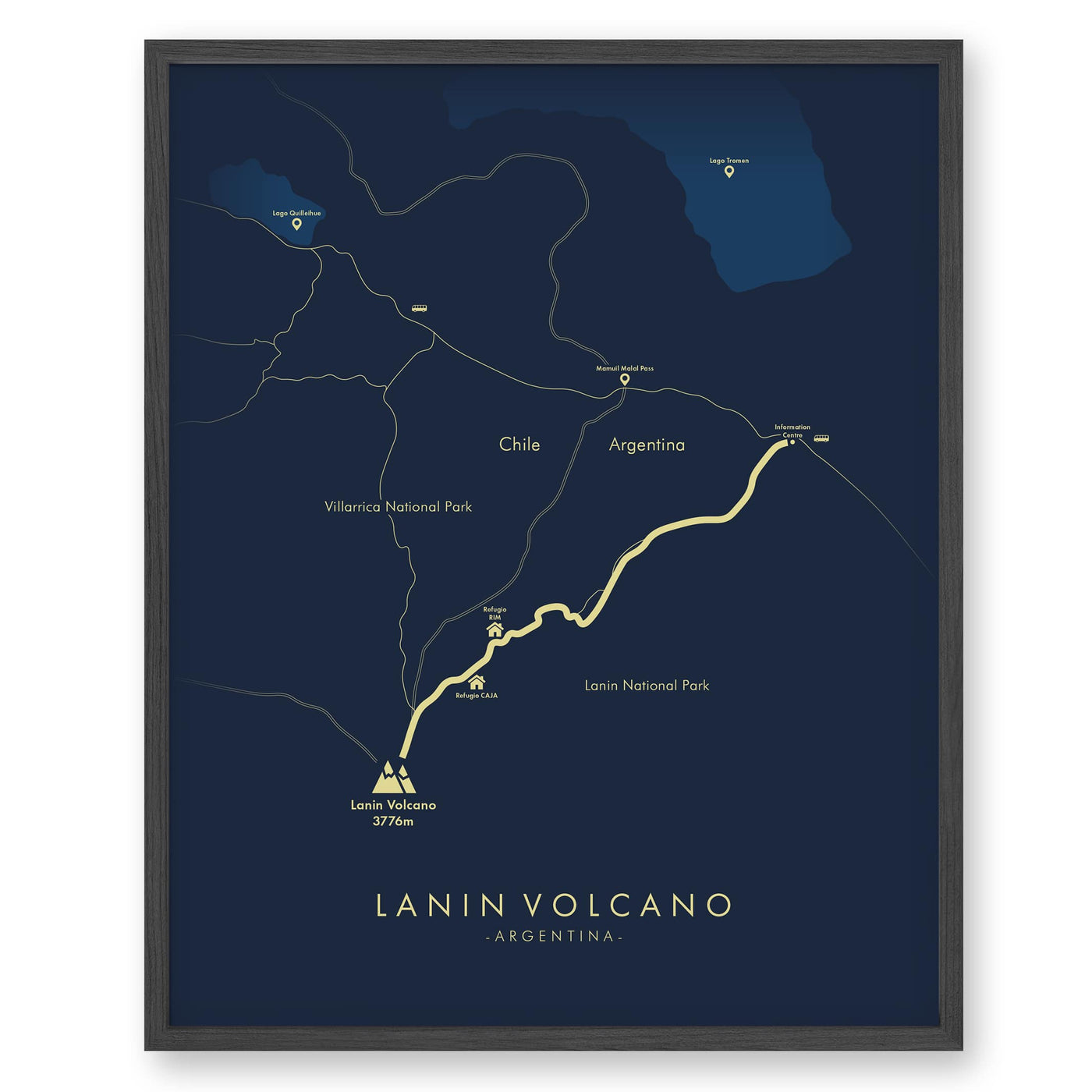 Trail Poster of Lanin Volcano Hike - Blue