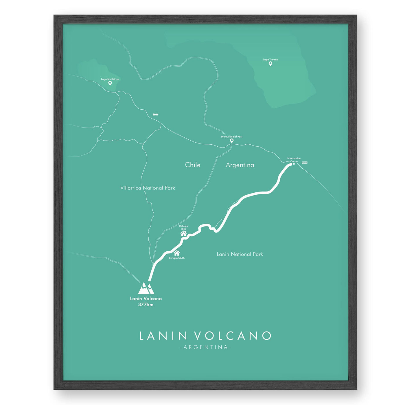 Trail Poster of Lanin Volcano Hike - Teal