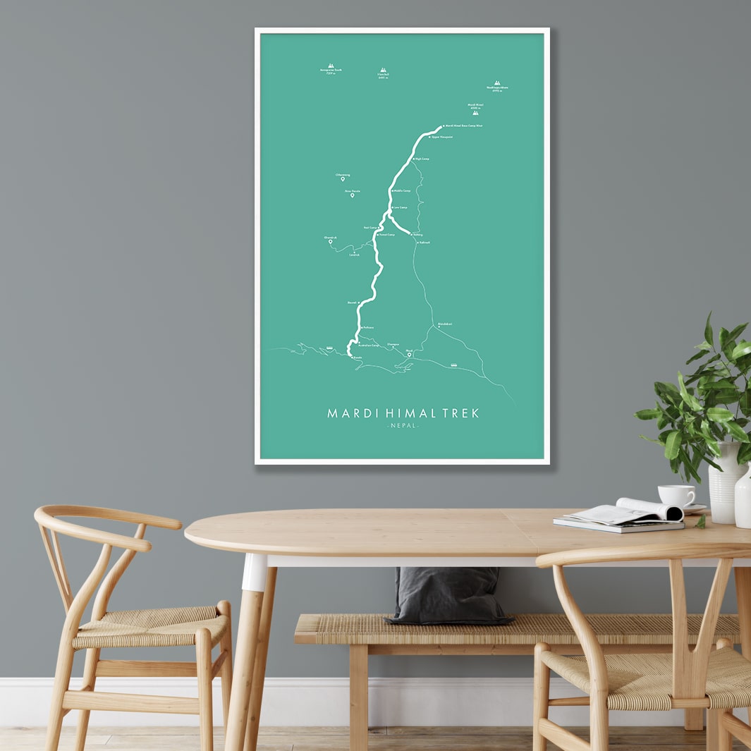 Trail Poster of Mardi Himal Trail - Teal Mockup