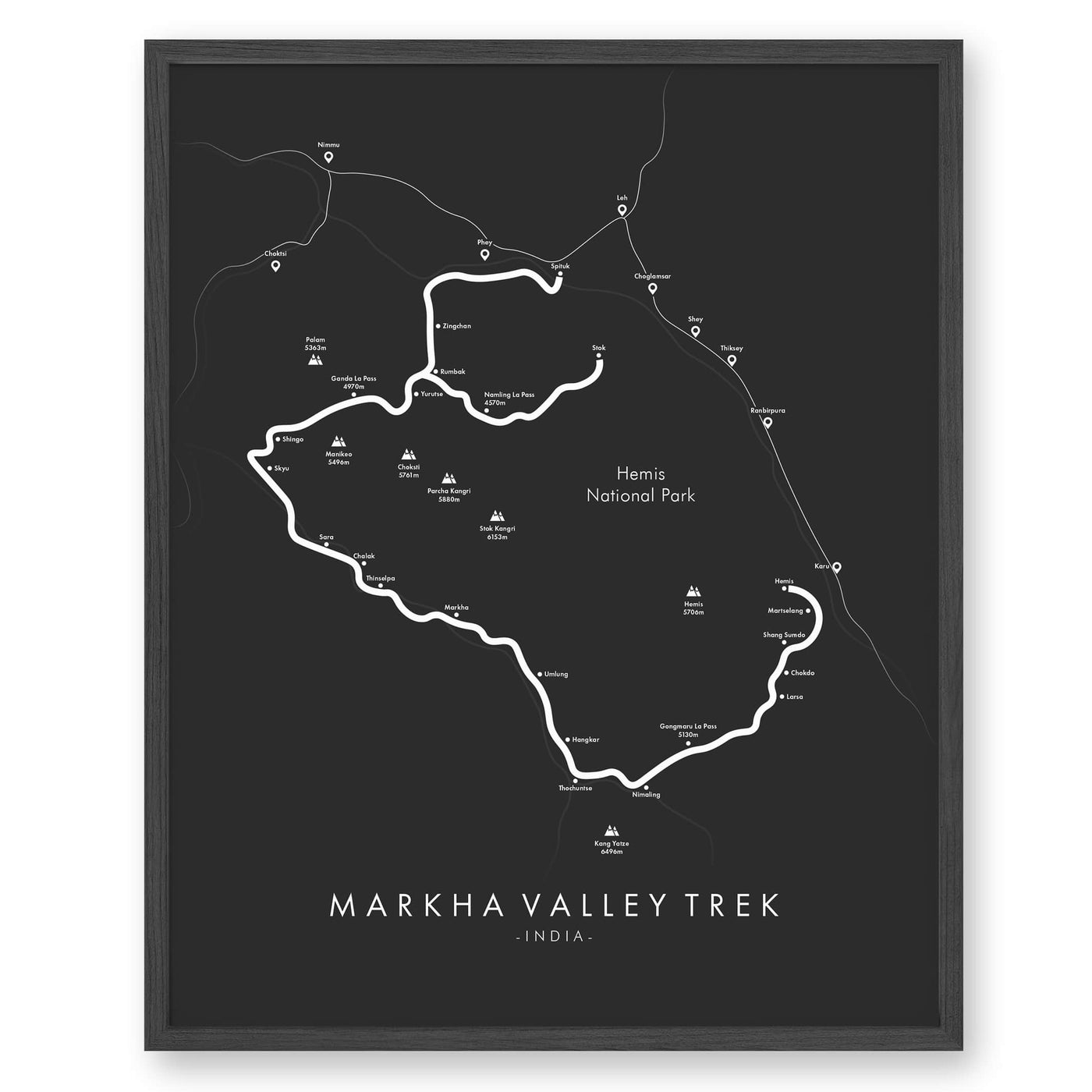 Trail Poster of Markha Valley Trek - Grey