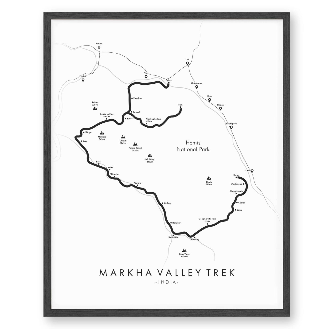 Trail Poster of Markha Valley Trek - White