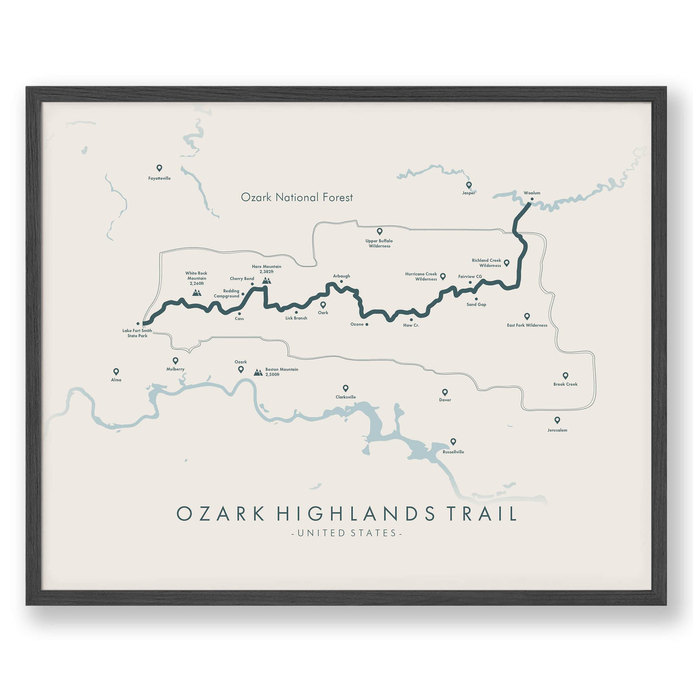 Trail Poster of Ozark Highlands Trail - Beige