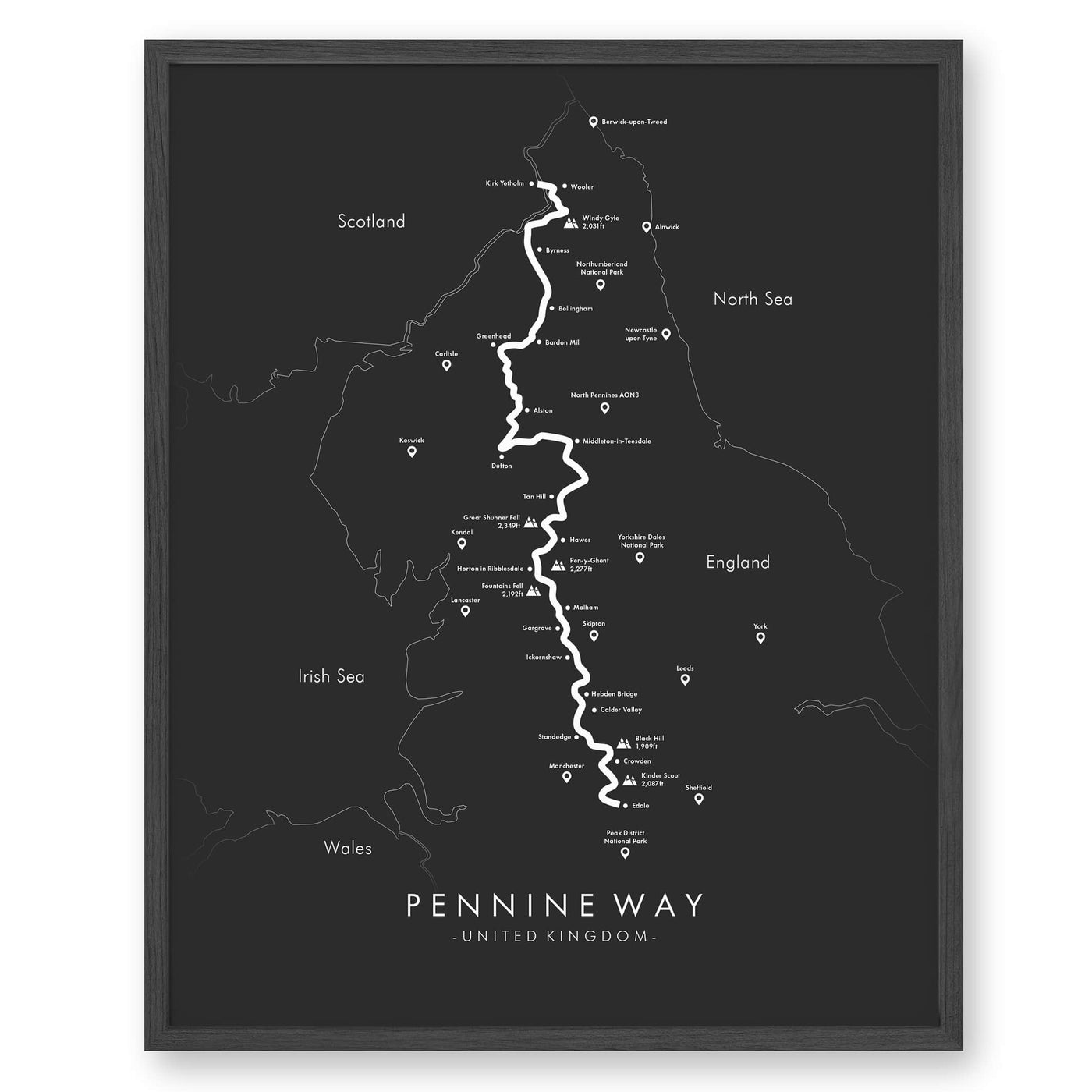 Trail Poster of Pennine Way - Grey