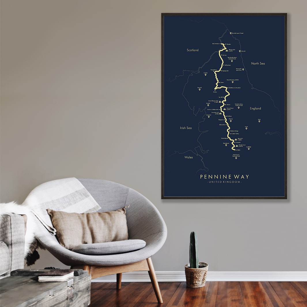 Trail Poster of Pennine Way - Blue Mockup