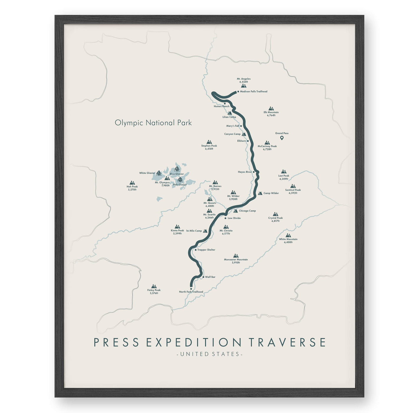 Trail Poster of Press Expedition Traverse - Beige