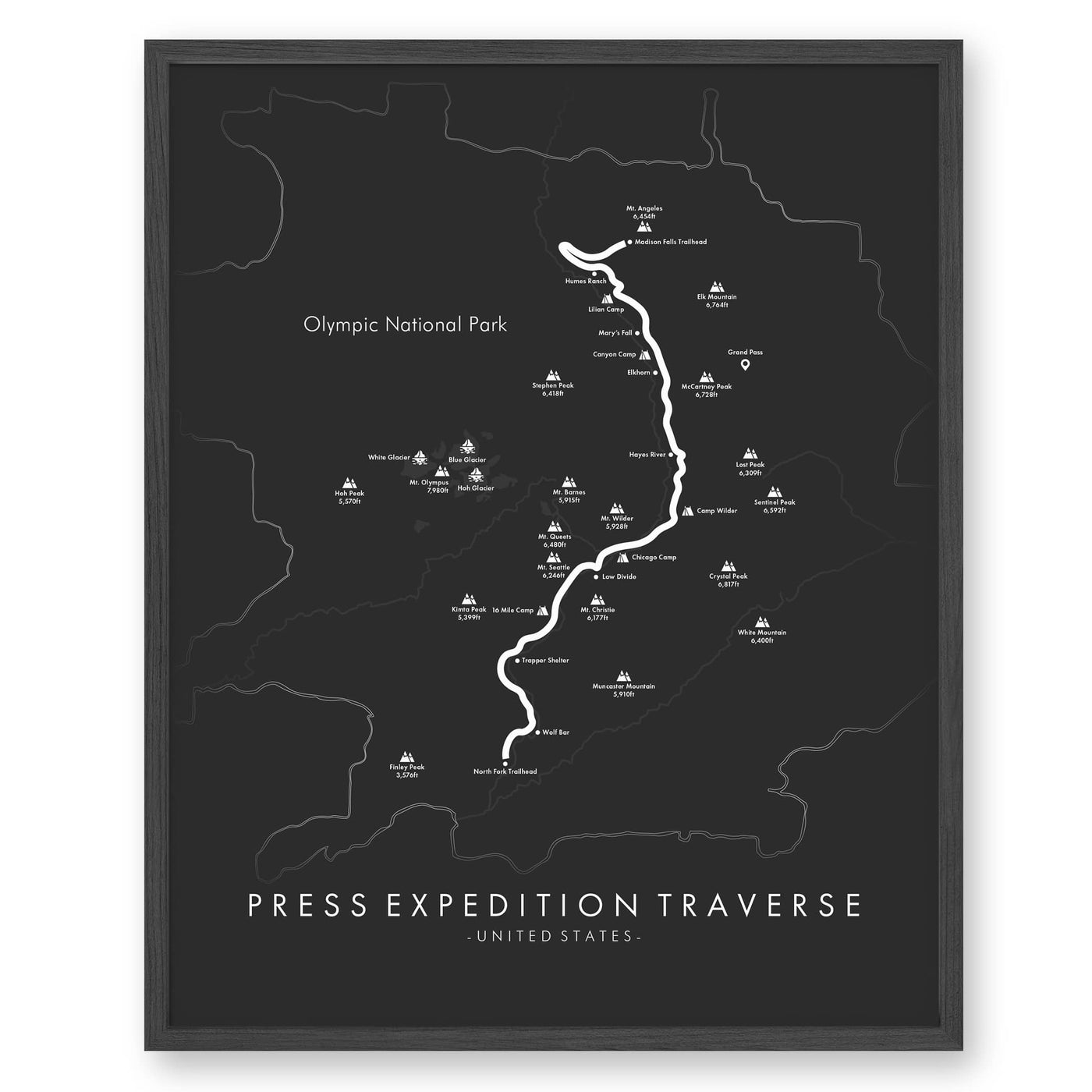 Trail Poster of Press Expedition Traverse - Grey