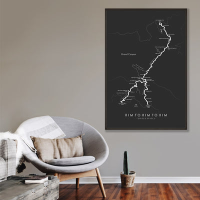 Trail Poster of Rim to Rim to Rim - Havasupai - Grey Mockup