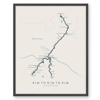 Trail Poster of Rim to Rim to Rim - Indian Gardens - Beige