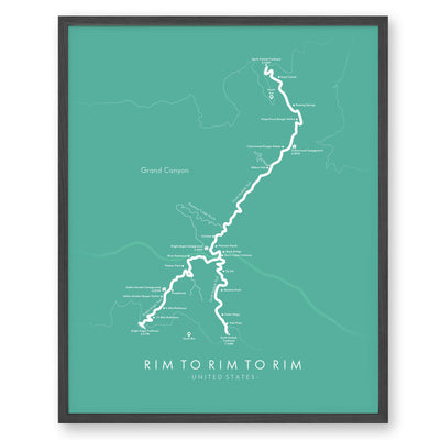 Trail Poster of Rim to Rim to Rim - Havasupai - Teal