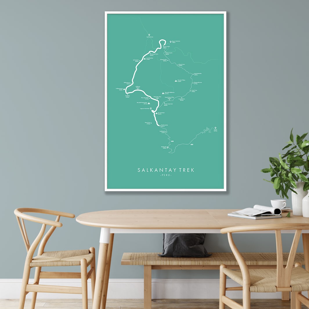 Trail Poster of Salkantay Trek - Teal Mockup