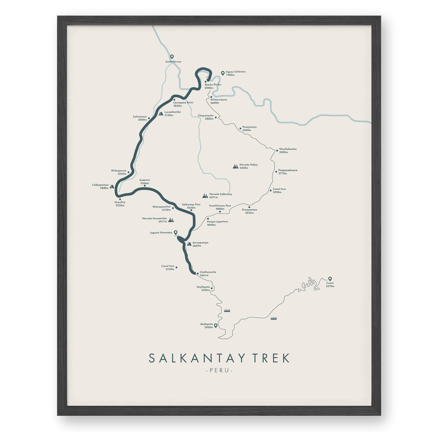 Trail Poster of Salkantay Trek - Beige