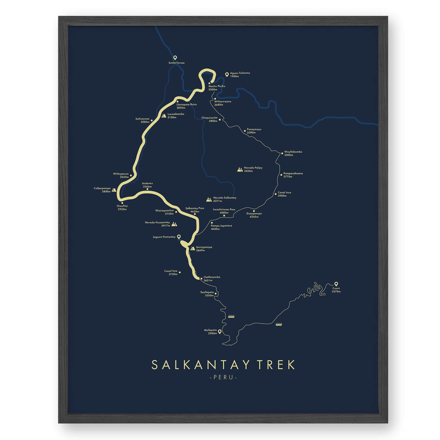 Trail Poster of Salkantay Trek - Blue