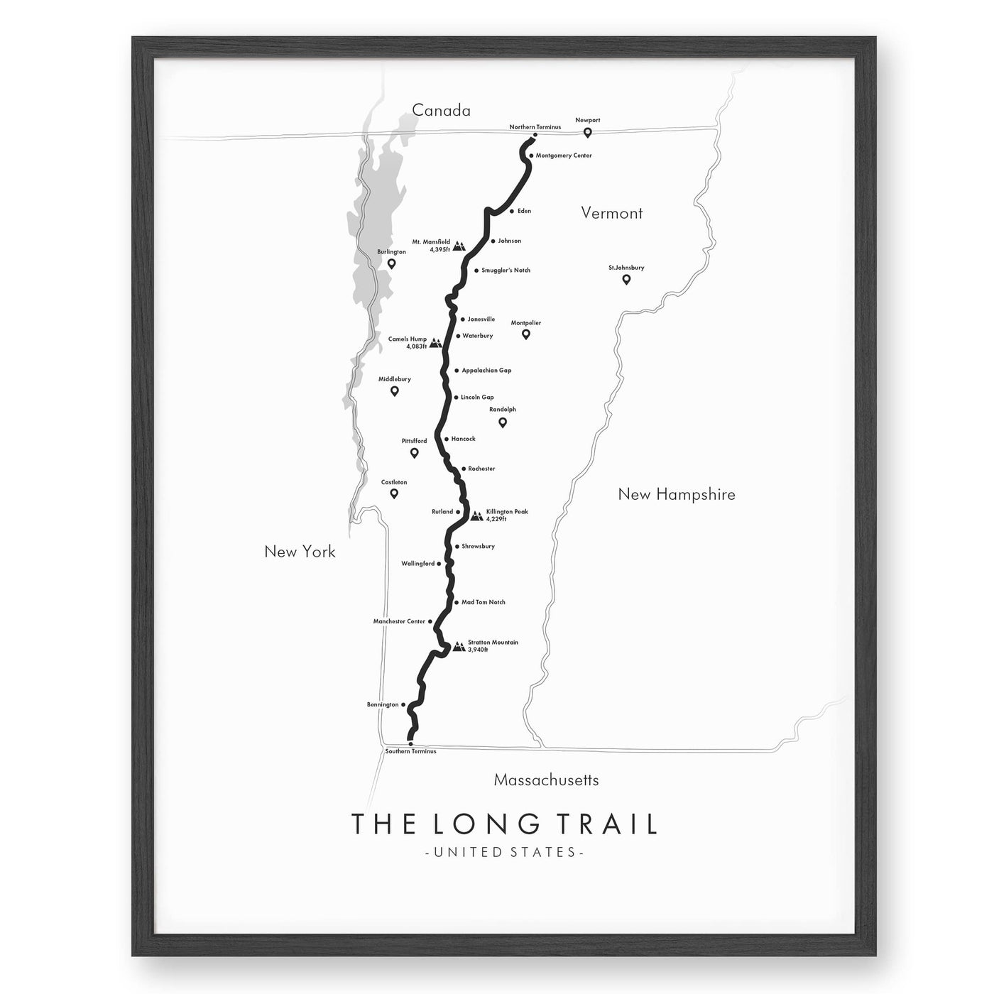 Trail Poster of The Long Trail - Vermont - White