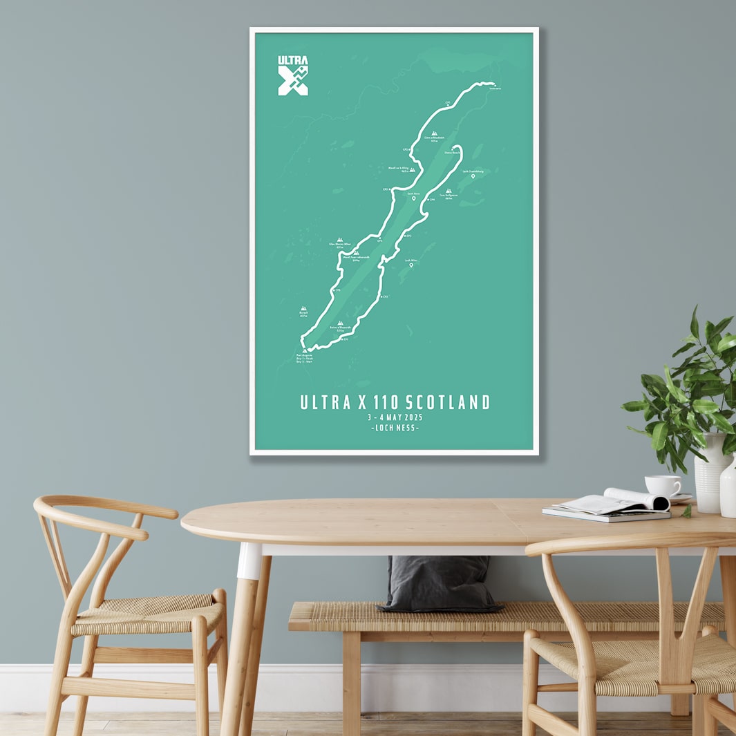 Trail Poster of Ultra X Scotland 110km - 2025 - Teal Mockup