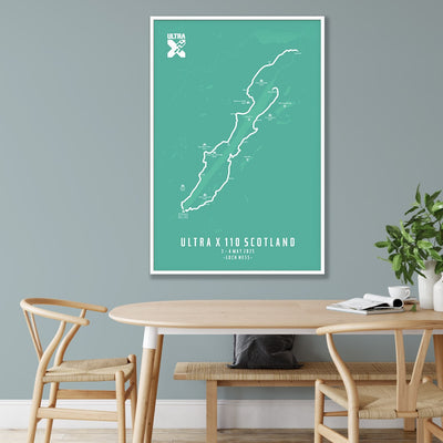 Trail Poster of Ultra X Scotland 110km - 2025 - Teal Mockup