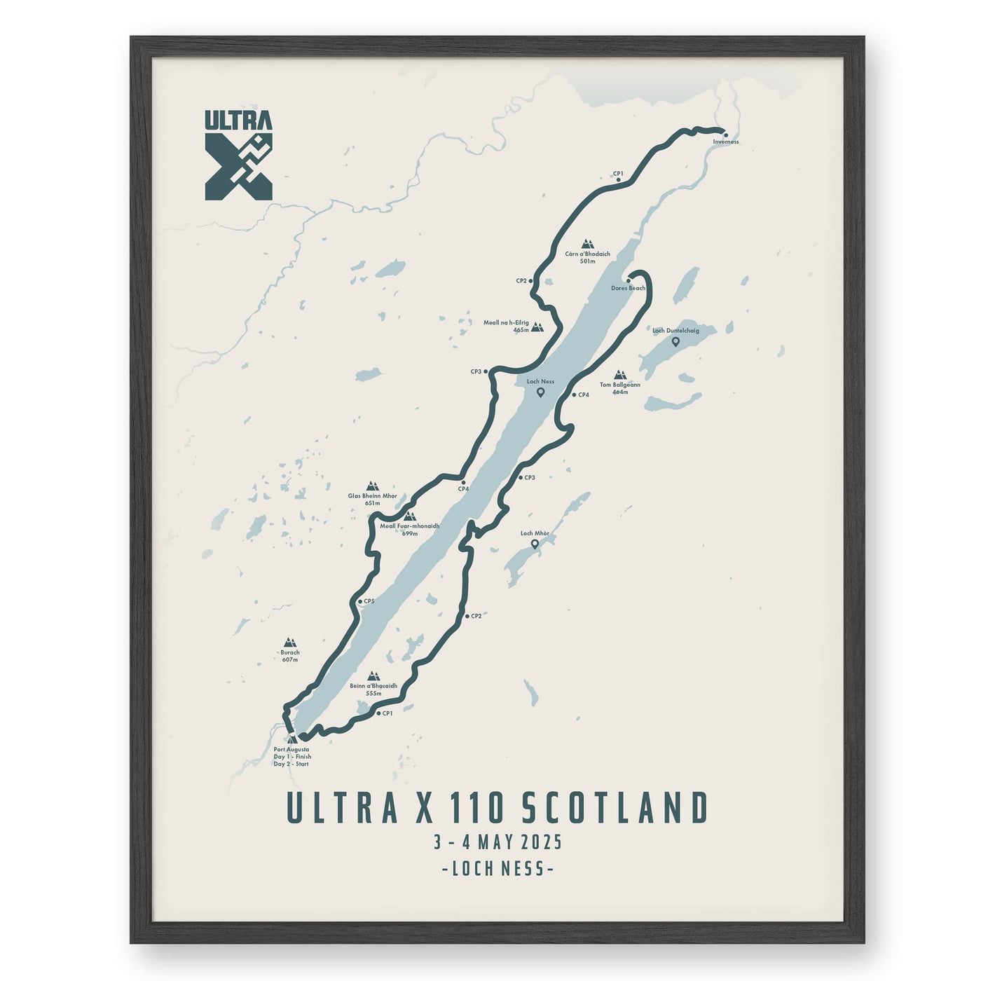 Trail Poster of Ultra X Scotland 110km - 2025 - Beige
