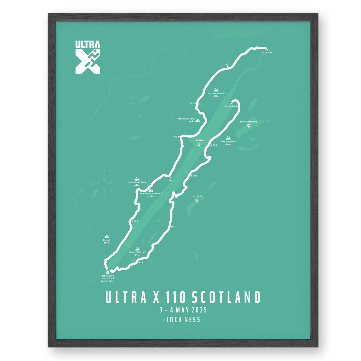 Trail Poster of Ultra X Scotland 110km - 2025 - Teal