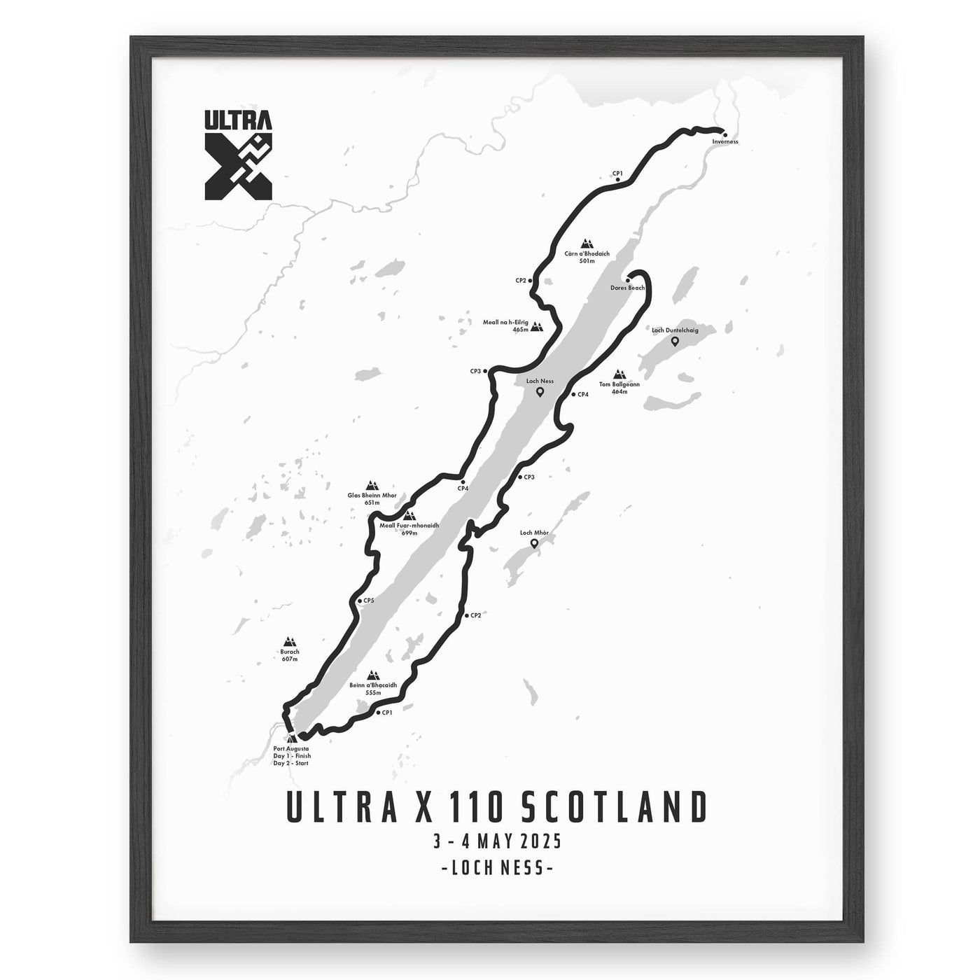 Trail Poster of Ultra X Scotland 110km - 2025 - White