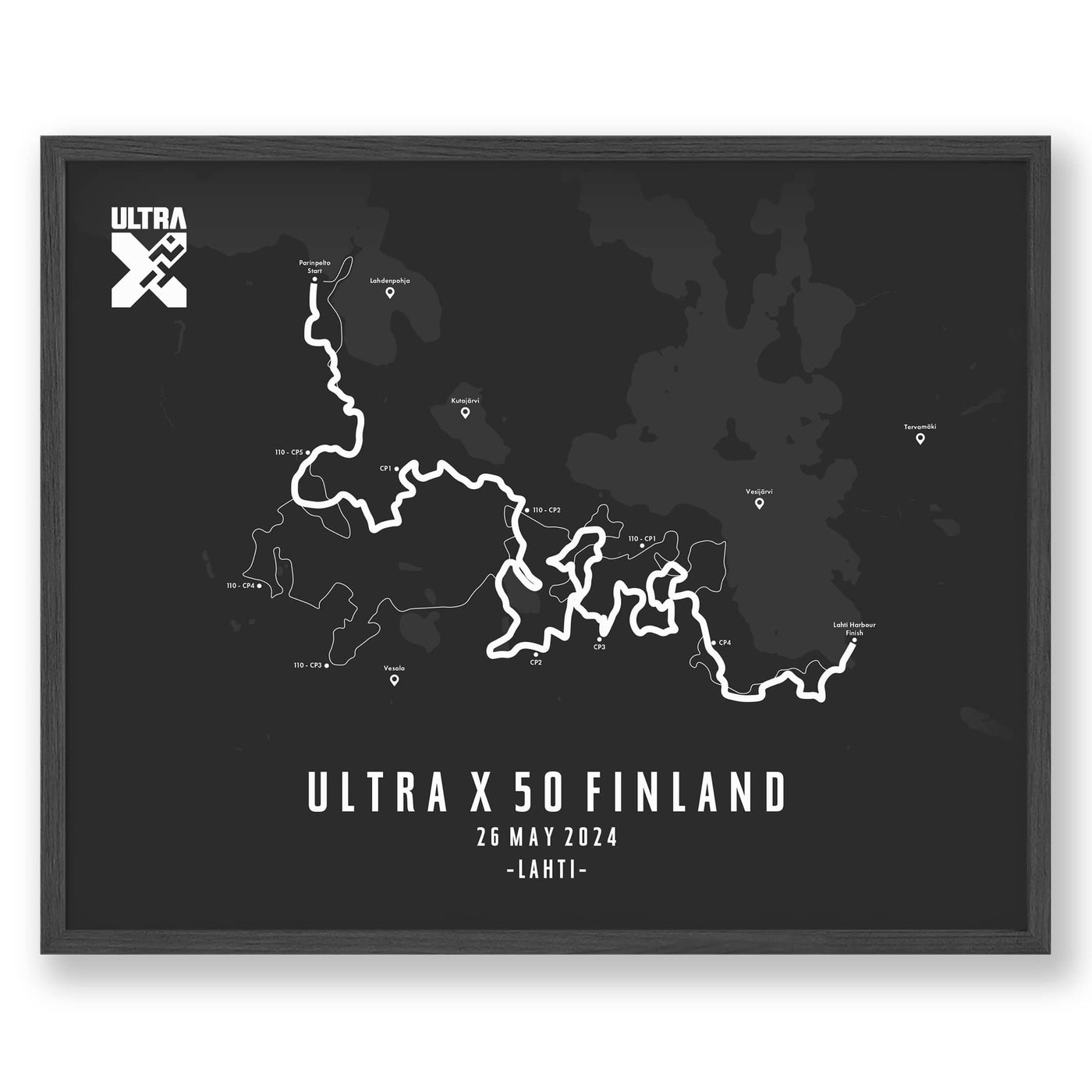 Trail Poster of Ultra X - Finland 50 - Grey