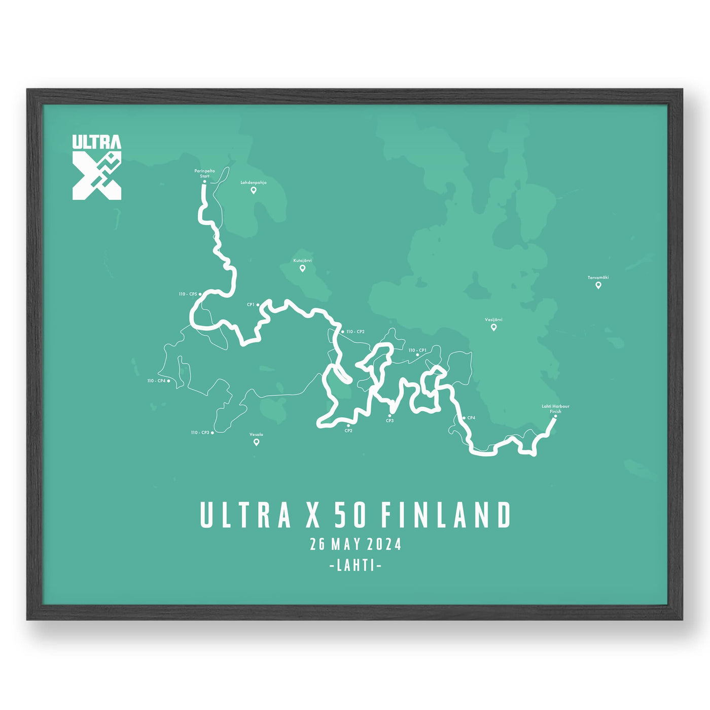 Trail Poster of Ultra X - Finland 50 - Teal