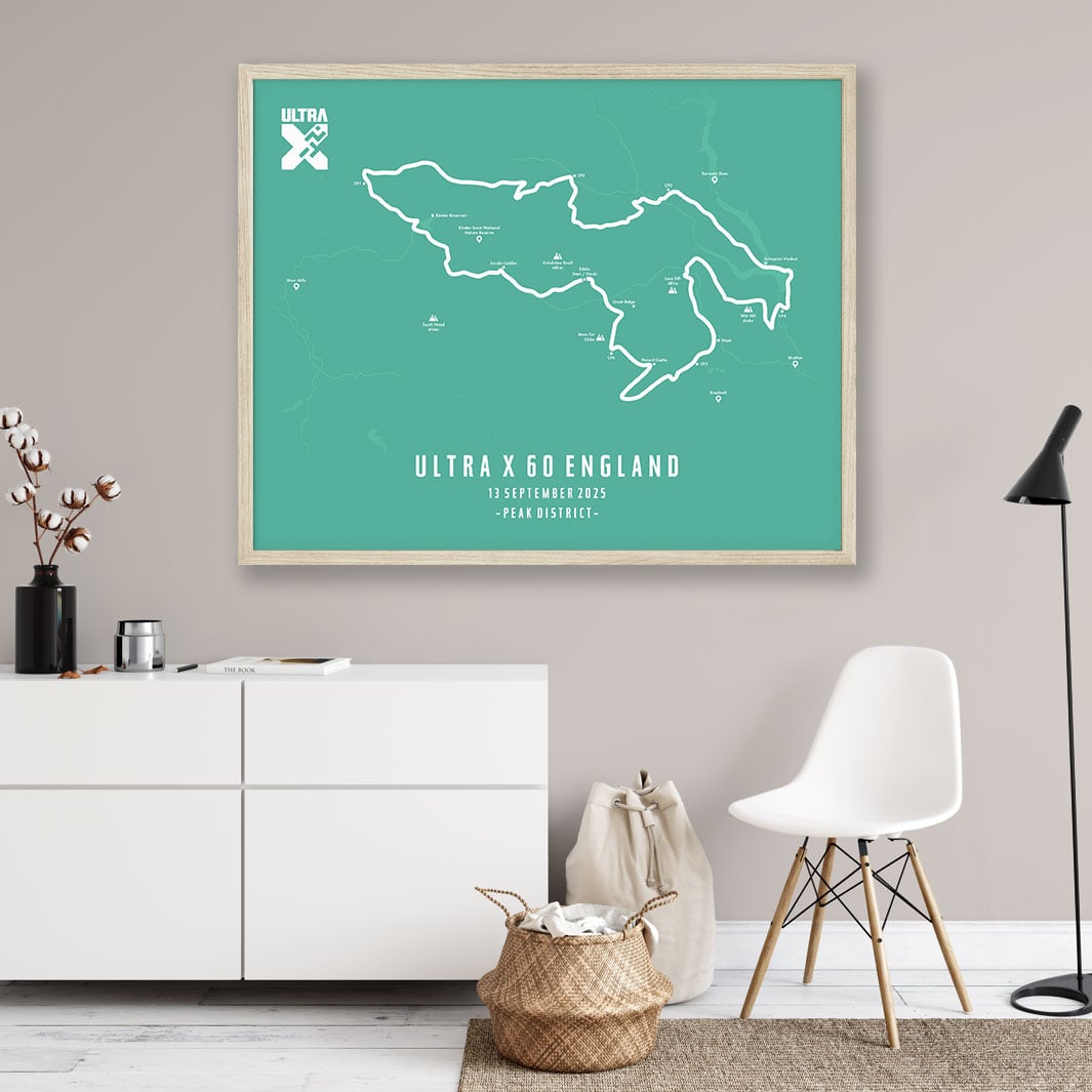Trail Poster of Ultra X - England 60 - Teal Mockup