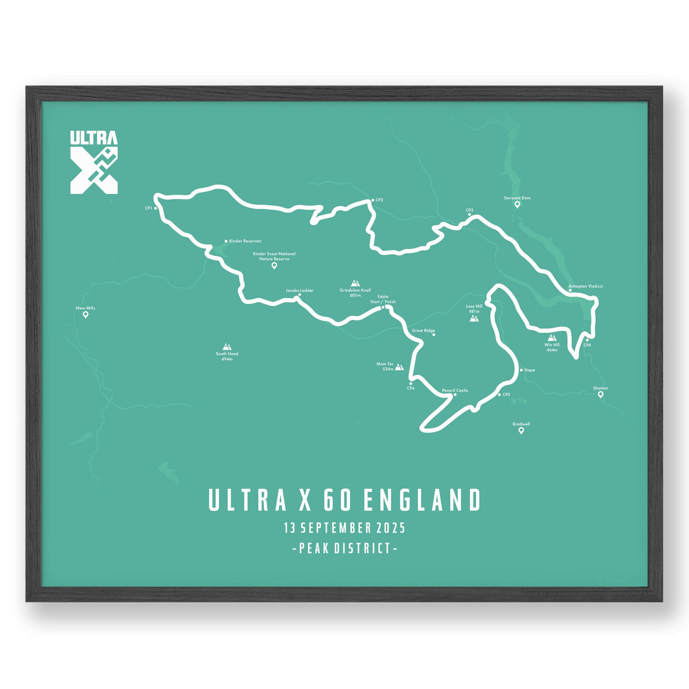 Trail Poster of Ultra X - England 60 - Teal