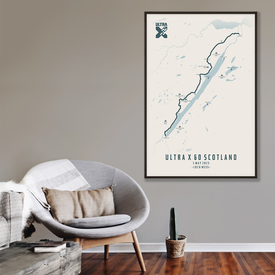 Trail Poster of Ultra X Scotland 60km - 2025 - Beige Mockup