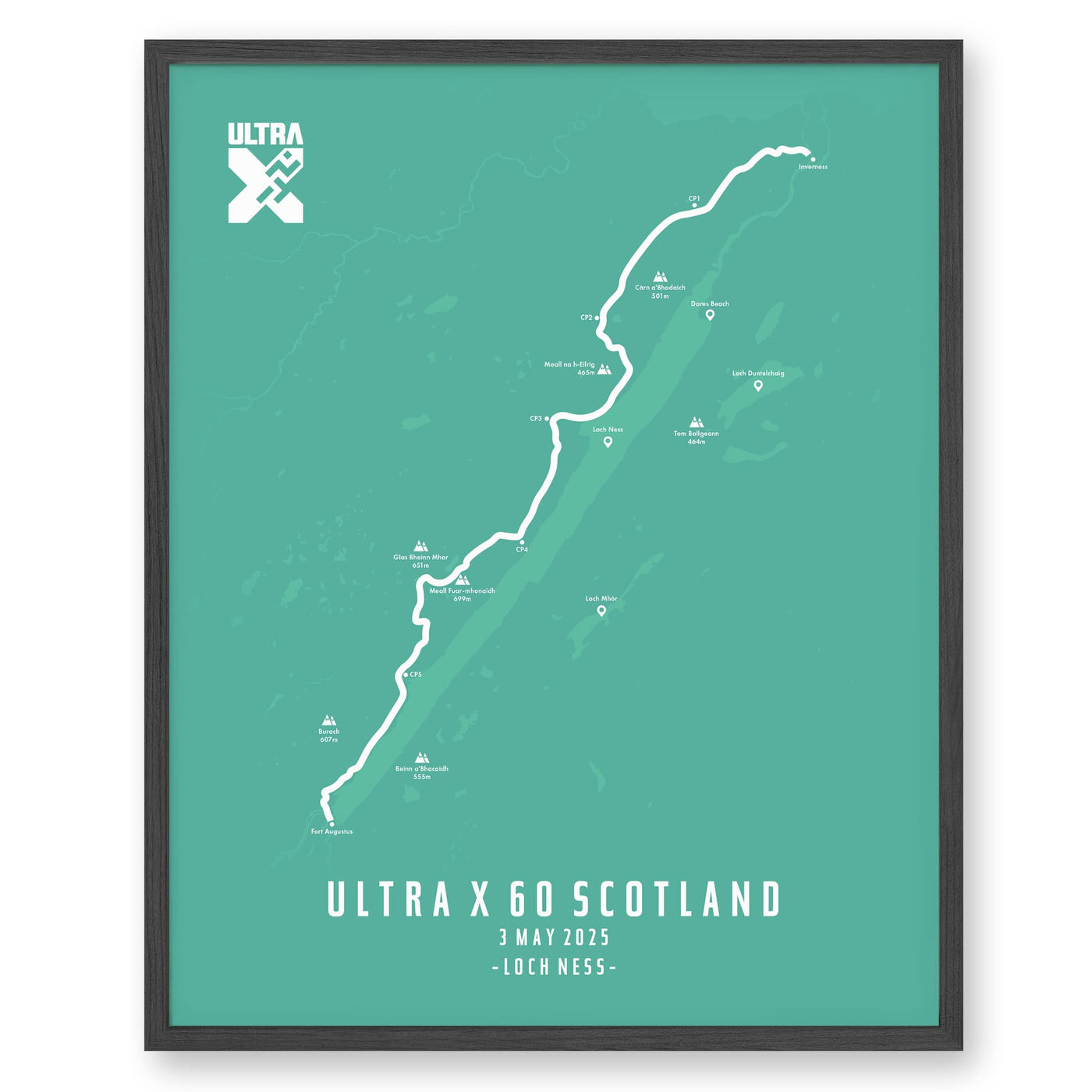 Trail Poster of Ultra X Scotland 60km - 2025 - Teal