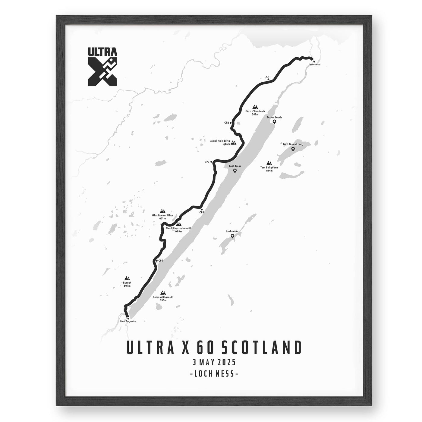 Trail Poster of Ultra X Scotland 60km - 2025 - White