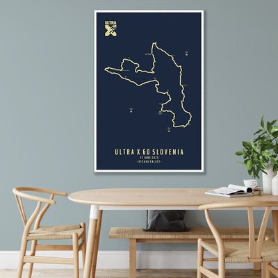 Trail Poster of Ultra X Slovenia 60km - 2025 - Blue Mockup