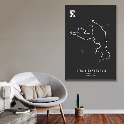Trail Poster of Ultra X Slovenia 60km - 2025 - Grey Mockup