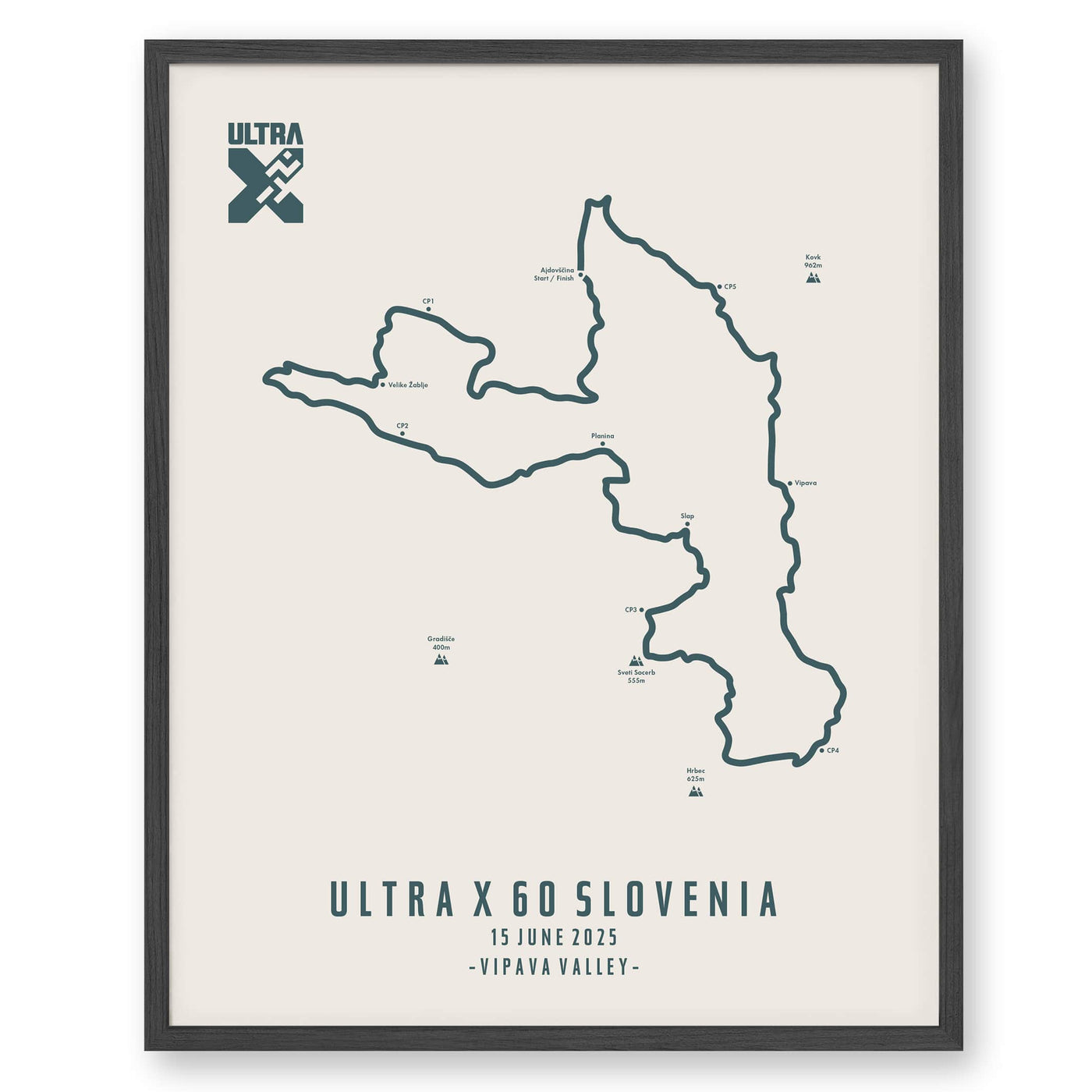 Trail Poster of Ultra X Slovenia 60km - 2025 - Beige