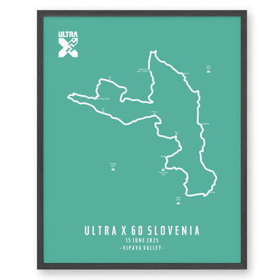 Trail Poster of Ultra X Slovenia 60km - 2025 - Teal