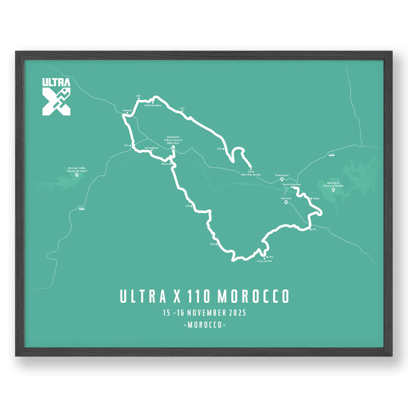 Trail Poster of Ultra X - Morocco 110 - Teal