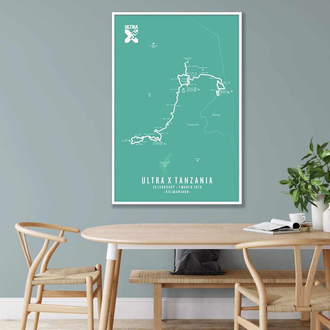 Trail Poster of Ultra X - Tanzania - Teal Mockup