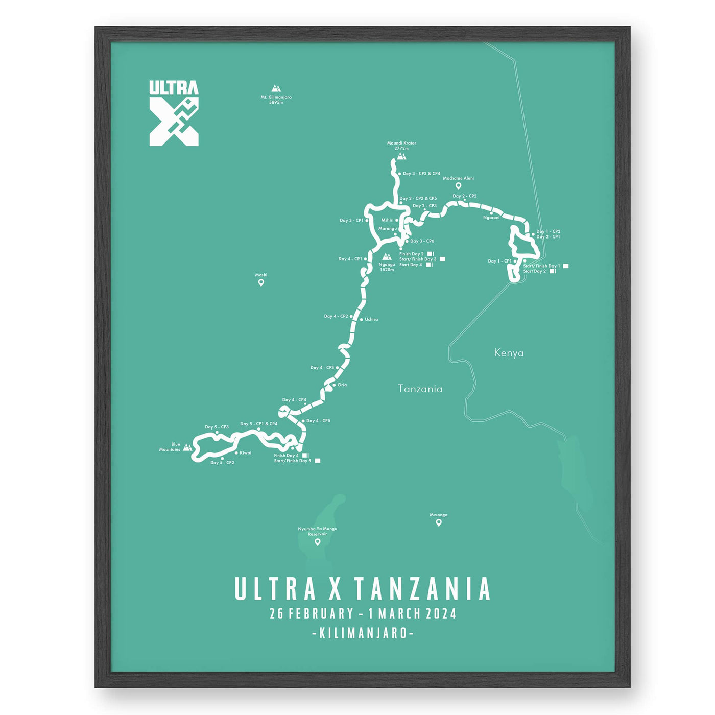 Trail Poster of Ultra X - Tanzania - Teal