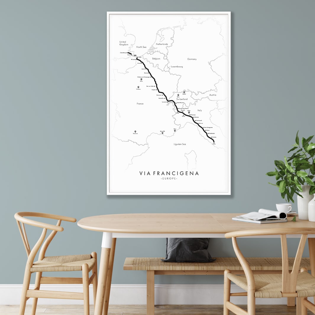 Trail Poster of Via Francigena - Blue Mockup