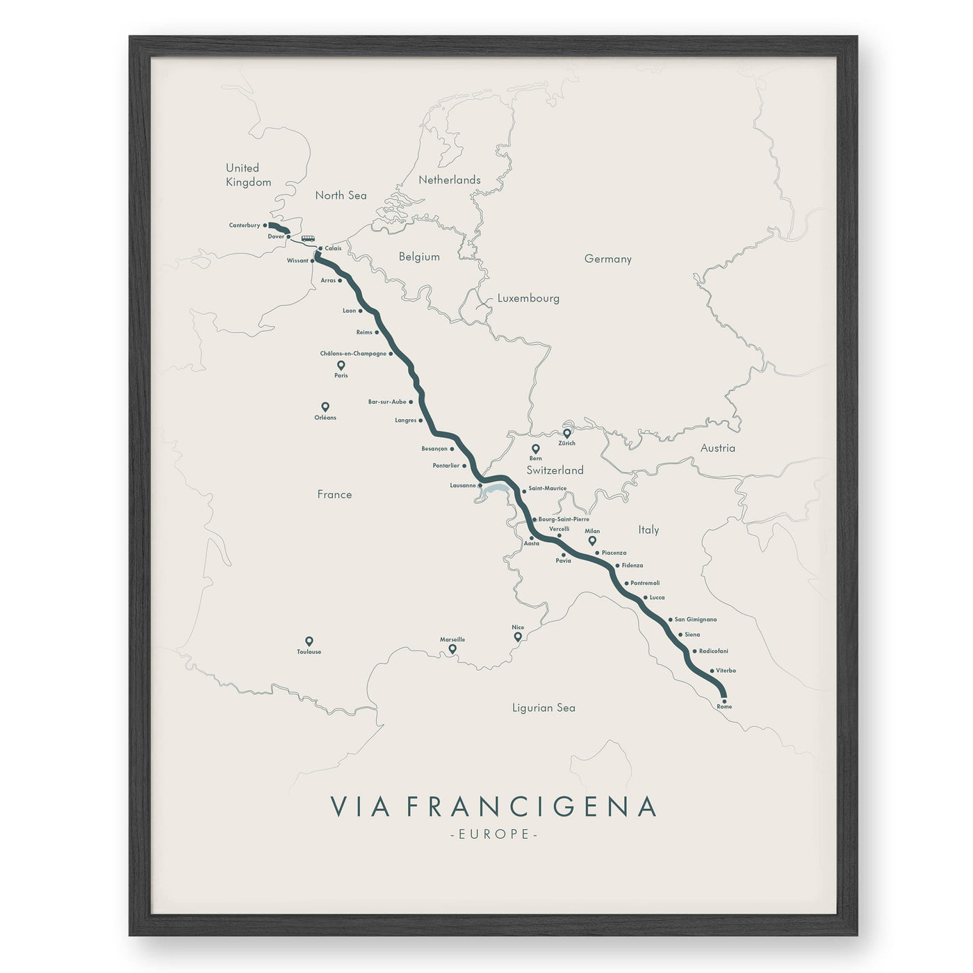 Trail Poster of Via Francigena - Beige