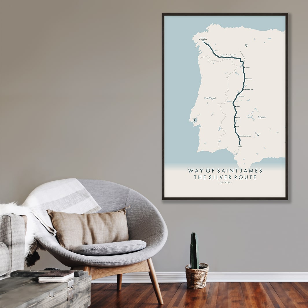 Trail Poster of Way of Saint James - Silver Route - Beige Mockup