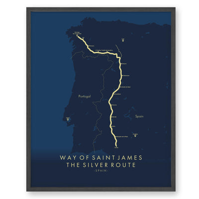 Trail Poster of Way of Saint James - Silver Route - Blue