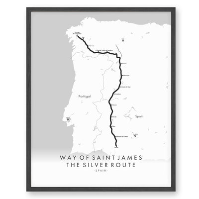 Trail Poster of Way of Saint James - Silver Route - White
