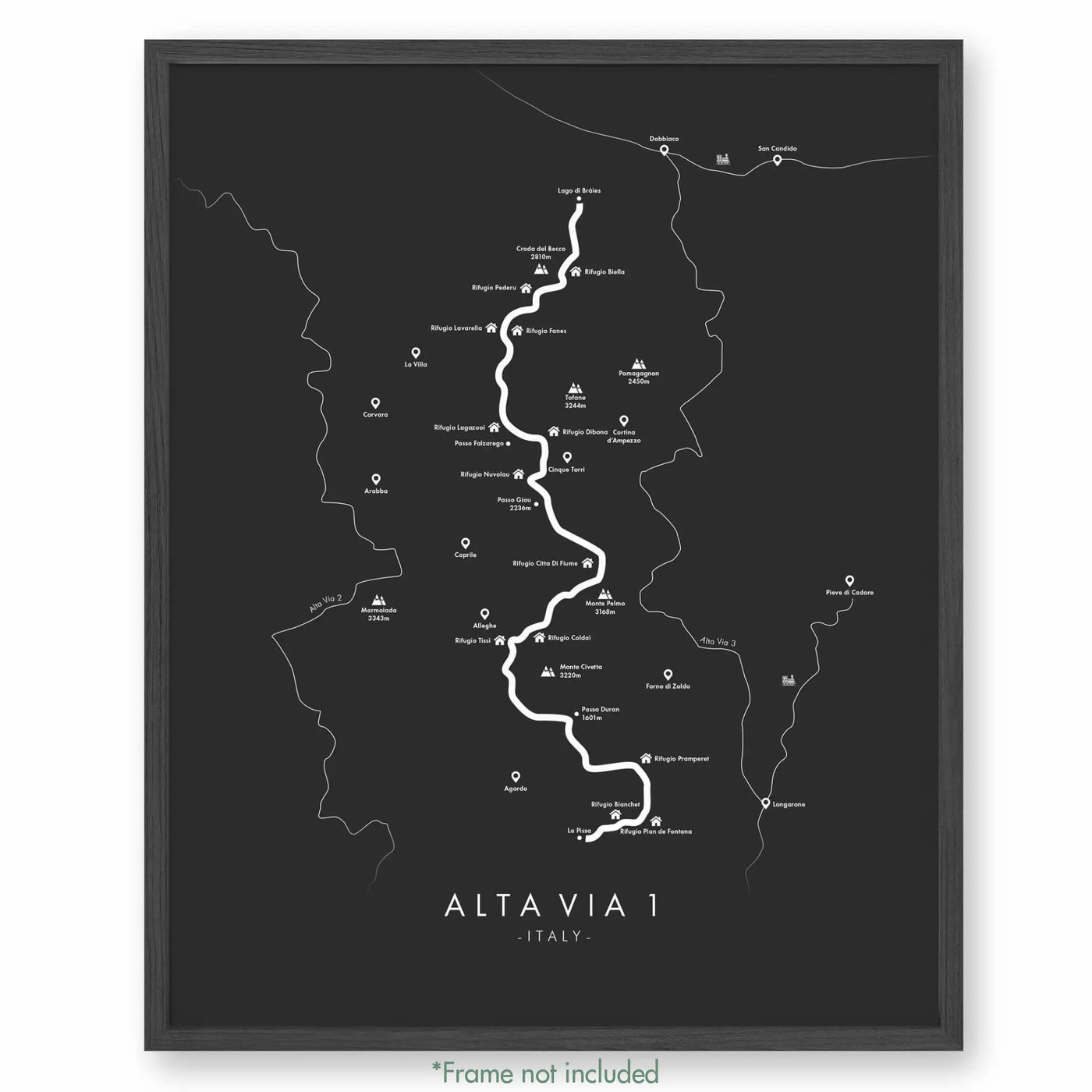 Trail Poster of Alta Via 1 - Grey