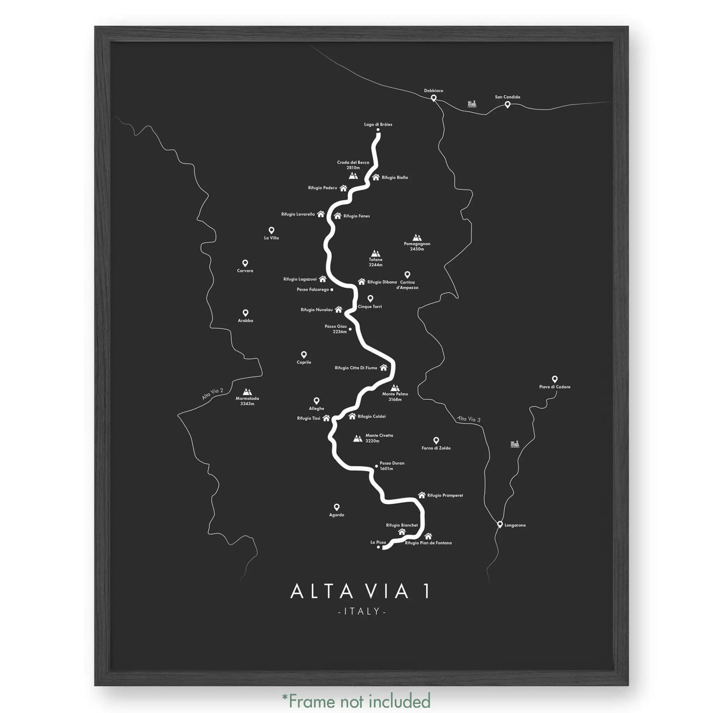 Trail Poster of Alta Via 1 - Grey